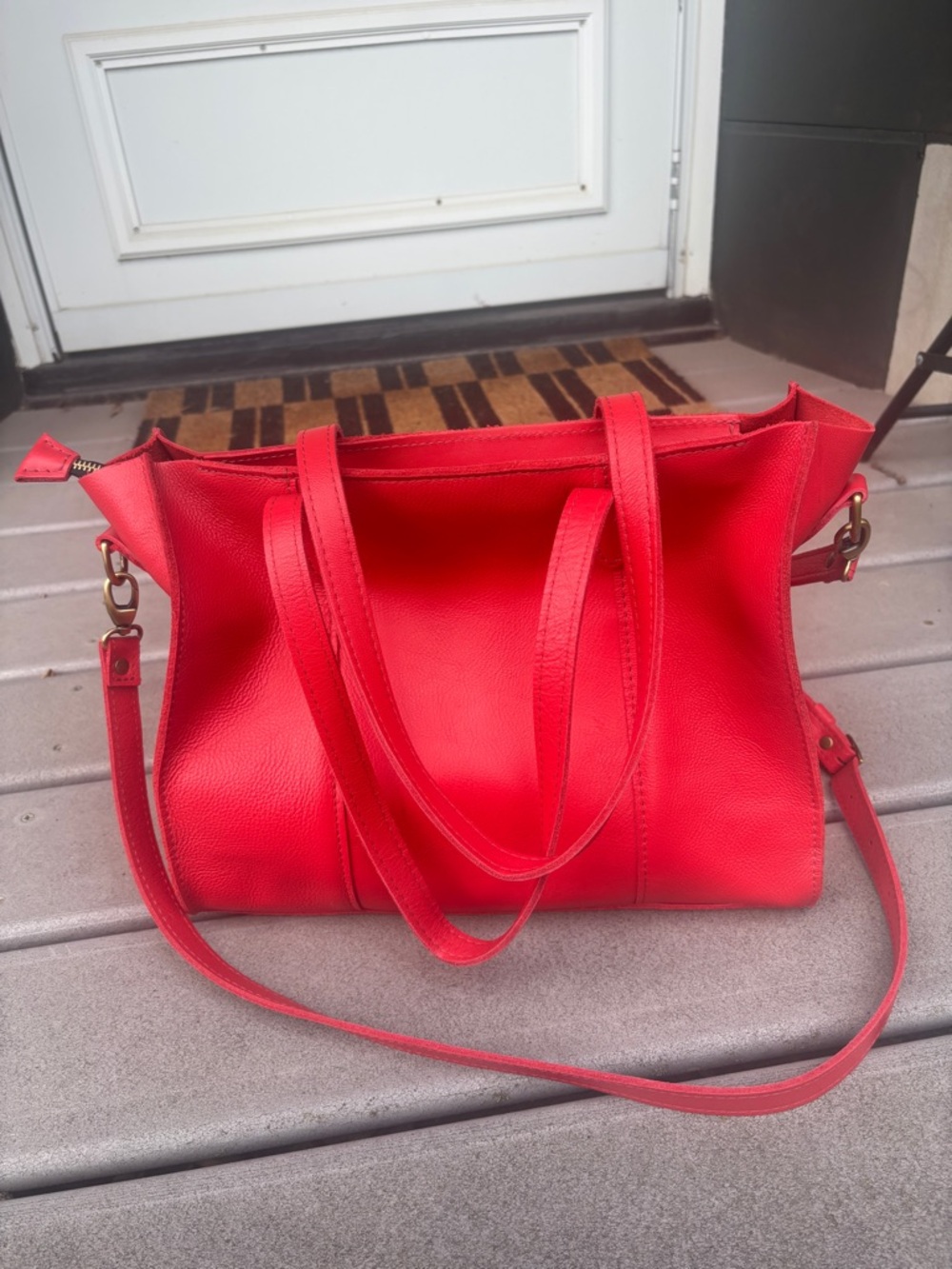 Portland Leather Goods Large East/West Lola Zipper Crossbody in Poppy
